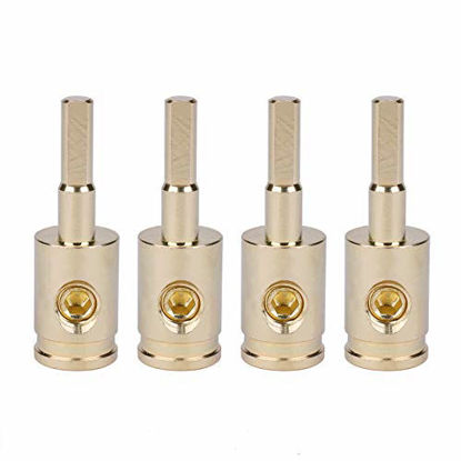 Picture of Amp Input Reducer 4pcs 4 Gauge to 8 Gauge Wire Reducer Power/Ground Input Reducer Adapter Brass with Gold Plated