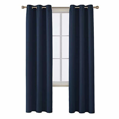 Picture of Deconovo Room Darkening Thermal Insulated Blackout Grommet Window Curtain Panel for Bedroom Navy Blue 42x95 Inch,1 Panel