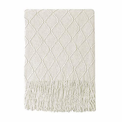 Picture of Bourina Textured Solid Soft Sofa Throw Couch Cover Knitted Decorative Blanket, 60" x 80",Beige