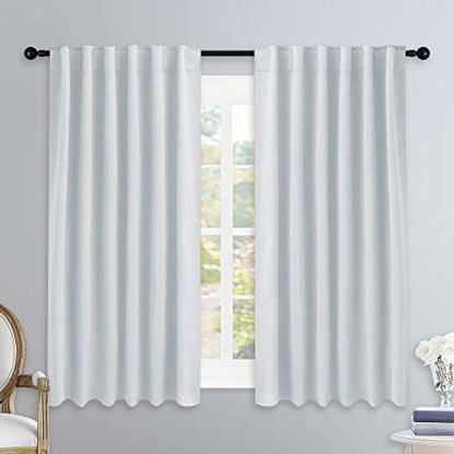 Picture of NICETOWN Insulated Room Darkening Curtain Panels - (Cloud Grey Color) W52 x L54, 2 Pieces, Room Darkening Window Treatment Drape Panel for Kitchen