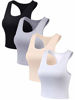 Picture of 4 Pieces Basic Crop Tank Tops Sleeveless Racerback Crop Sport Cotton Top for Women (Black, White, Light Grey, Beige, Small)