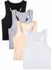 Picture of 4 Pieces Basic Crop Tank Tops Sleeveless Racerback Crop Sport Cotton Top for Women (Black, White, Light Grey, Beige, Small)