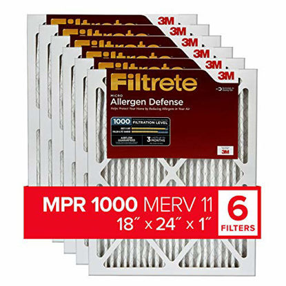 Picture of Filtrete 18x24x1, AC Furnace Air Filter, MPR 1000, Micro Allergen Defense, 6-Pack (exact dimensions 17.81 x 23.81 x 0.81)
