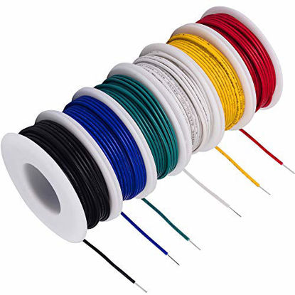 Picture of TUOFENG 20 gauge Solid Wire-Solid Wire Kit-6 different colored 26 Feet spools 20 awg Jumper wire- Hook up Wire Kit
