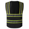 Picture of JKSafety 9 Pockets High Visibility Zipper Front MESH Black Safety Vest | Black with Dual Tone High Reflective Strips | ANSI/ISEA Standards (Mesh-Black, X-Large)
