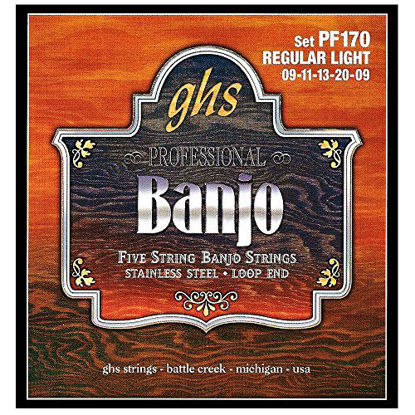 Picture of GHS Strings PF170 5-String Banjo Strings, Stainless Steel, Regular Light (.009-.020)