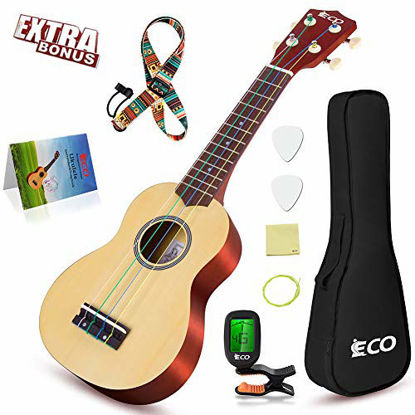Picture of Soprano Ukulele Beginner Kit - 21 Inch w/How to Play Songbook Carrying Bag Digital Tuner All in One Set