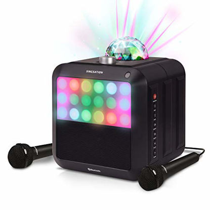 Picture of Portable Karaoke Machine - Singsation Star Burst - System Comes w/ 2 Mics, Room-Filling Light Show, Retro Light Panel & Works via Bluetooth - No CDs Required - YouTube Your Favorite Karaoke Songs