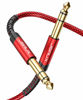 Picture of 1/4 Inch Guitar Instrument Cable 4FT, JSAUX 6.35mm (1/4) TRS to 6.35mm (1/4) TRS Stereo Audio Cable Male to Male Straight-to-Straight for Electric Guitar, bass Guitar, Electric Mandolin-Red