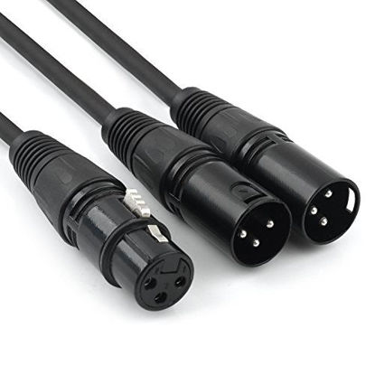 Picture of DISINO XLR Splitter Cable, 3 Pin XLR Female to Dual XLR Male Patch Y Cable Balanced Microphone Splitter Cord Audio Adaptor- 10 Feet
