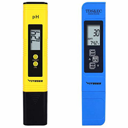 Picture of VIVOSUN pH and TDS Meter Combo, 0.05ph High Accuracy Pen Type pH Meter ± 2% Readout Accuracy 3-in-1 TDS EC Temperature Meter