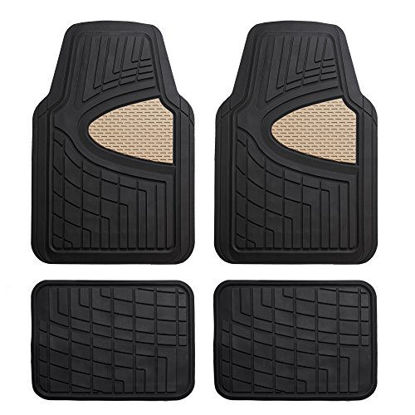 Picture of FH Group Beige F11311BEIGE Rubber Floor Mat(Heavy Duty Tall Channel, Full Set Trim to Fit)