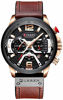 Picture of Mens Luxury Watches Business Chronograph Dress Waterproof Leather Strap Analog Quartz Wrist Watch (Rose Brown)