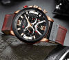 Picture of Mens Luxury Watches Business Chronograph Dress Waterproof Leather Strap Analog Quartz Wrist Watch (Rose Brown)