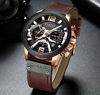 Picture of Mens Luxury Watches Business Chronograph Dress Waterproof Leather Strap Analog Quartz Wrist Watch (Rose Brown)