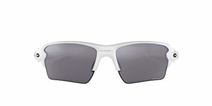 Picture of Oakley Men's OO9188 Flak 2.0 XL Rectangular Sunglasses, Polished White/Prizm Black Polarized, 59 mm