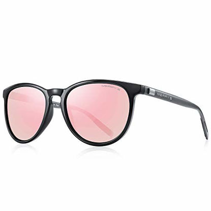 Picture of MERRY'S Polarized Sunglasses for Women Men Vintage Retro Classic Round Frame Aluminum Legs S8288 (Pink Mirror, 54)