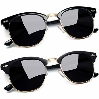 Picture of Joopin Polarized Semi Rimless Sunglasses Women Men Sun Glasses UV Protection (Gloss Black+Matte Black)