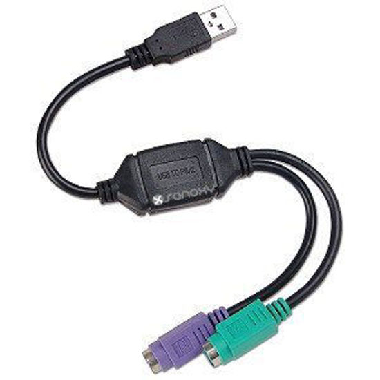 Picture of SANOXY USB to Dual PS/2 Adapter, for Mouse and Keyboard (Black)
