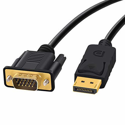 Picture of DisplayPort to VGA, FOBOIU DisplayPort to VGA Adapter 3 Feet Display Port to VGA Connects DP Port from Desktop or Laptop to Monitor or Projector with VGA Port