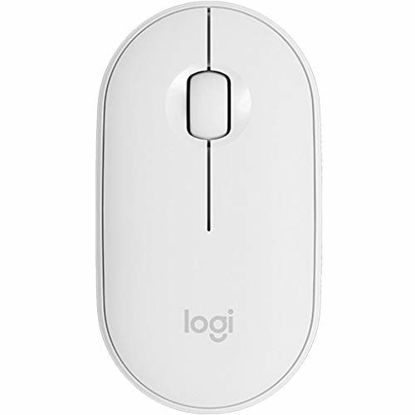 Picture of Logitech Pebble M350 Wireless Mouse with Bluetooth or USB - Silent, Slim Computer Mouse with Quiet Click for iPad, Laptop, Notebook, PC and Mac - Off White