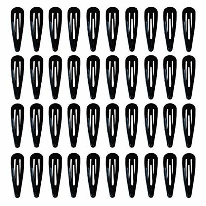 Picture of 40 Pack Black 2 Inch Barrettes Women Metal Snap Hair Clips Accessories