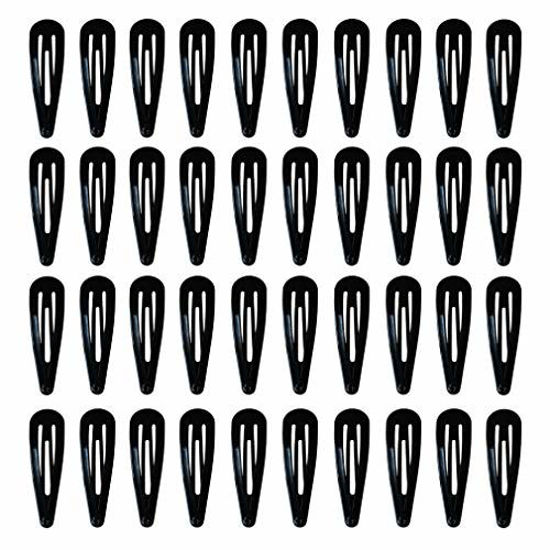 Picture of 40 Pack Black 2 Inch Barrettes Women Metal Snap Hair Clips Accessories