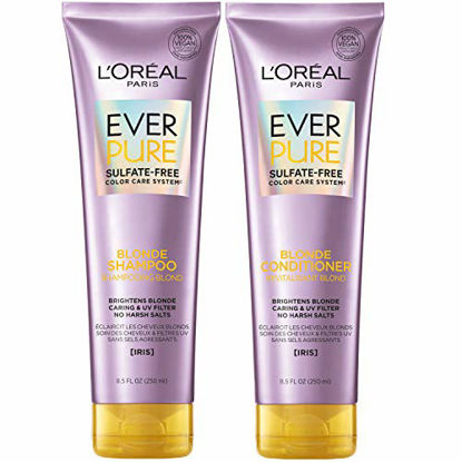 Picture of L'Oreal Paris Hair Care EverPure Blonde Sulfate Free Shampoo and Conditioner Kit for Color-Treated Hair, Neutralizes Brass + Balances, For Blonde Hair, Combo (8.5 Fl; Oz each) (Packaging May Vary)