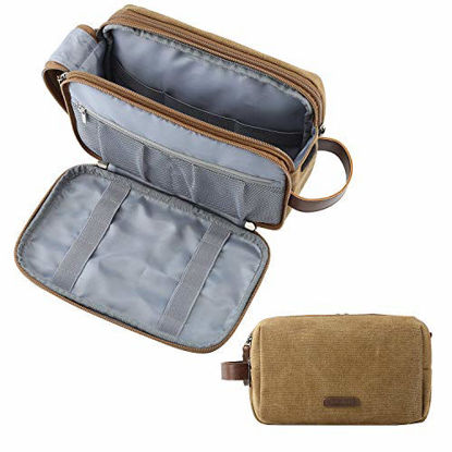 Picture of Toiletry Bag for Men, BAGSMART Travel Shaving Dopp Kit Water-resistant Toiletry Organizer for Travel Accessories, Khaki