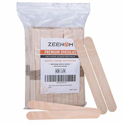 Picture of Zeenom Wax Sticks 100 Pieces for Hair Removal Applicator Spatula for Hands and Feet - Jumbo Crafts Sticks for Home or School Arts Projects