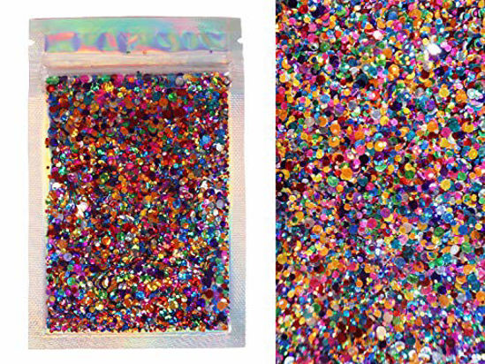 Picture of Chunky Cosmetic Glitter  Festival Rave Beauty Makeup Face Body Nail  (Metallic Rainbow Circle)