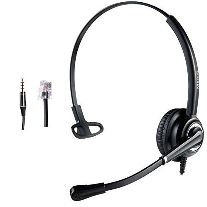 Picture of Telephone Headset with RJ9 Jack & 3.5mm Connectors for Landline Deskphone Cell Phone PC Laptop, Office Headset for Cisco IP Phone Call Center Office, Work for Cisco 7941 7965 6941 7861 8811 8961
