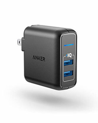 Picture of USB Charger, Anker Elite Dual Port 24W Wall Charger, PowerPort 2 with PowerIQ and Foldable Plug, for iPhone 11/Xs/XS Max/XR/X/8/7/6/Plus, iPad Pro/Air 2/Mini 3/Mini 4, Samsung S4/S5, and More