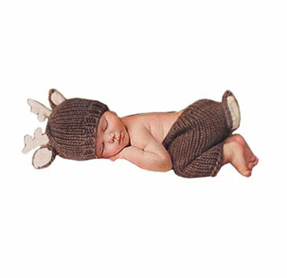 Picture of Pinbo Newborn Baby Photography Prop Crochet Knitted Deer Hat Pants
