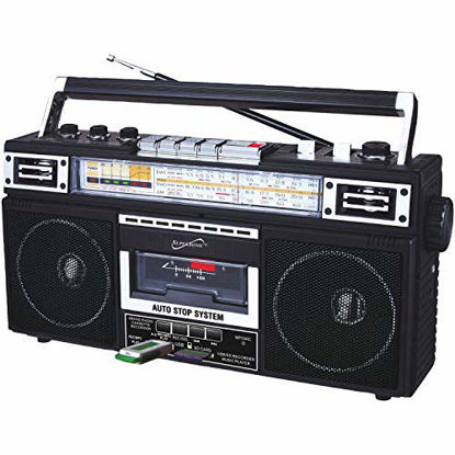 Picture of Supersonic SC-3201BT-BK Retro 4-Band Radio and Cassette Player with Bluetooth (Black)