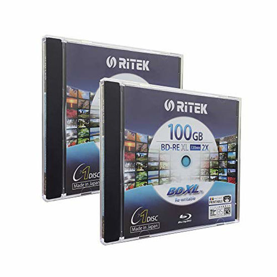 5 Pack Ritek BD-R XL BDXL 100GB Archival Grade Triple Layers 4x White Inkjet Hub Printable Blank Dis