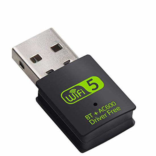 Picture of USB WiFi Bluetooth Adapter, 600Mbps Dual Band 2.4/5Ghz Wireless Network External Receiver, Mini WiFi Dongle for PC/Laptop/Desktop