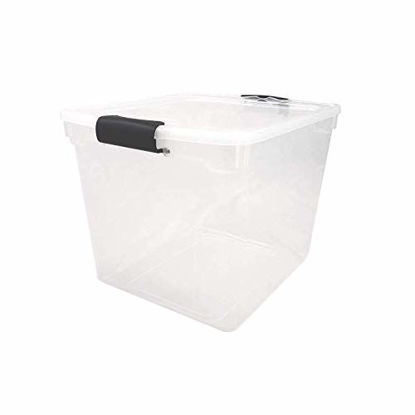Picture of HOMZ 3430CLGRDC.04 Clear Storage Container with lid, 31 Quart, Grey, 4 Pack