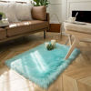 Picture of Ashler Soft Faux Sheepskin Fur Chair Couch Cover Area Rug for Bedroom Floor Sofa Living Room Turquoise Rectangle 2 x 3 Feet