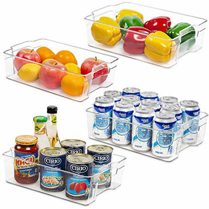 Picture of Refrigerator Organizer Bins, Vtopmart 4 Pack Large Clear Plastic Food Storage Bin with Handle for Freezer, Cabinet, Fridge, Kitchen Pantry Organization and Storage, BPA Free, 12.5" Long