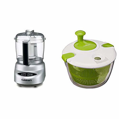 Picture of Cuisinart DLC-2ABC Mini Prep Plus Food Processor Brushed Chrome and Nickel & CTG-00-SAS Salad Spinner, Green and White