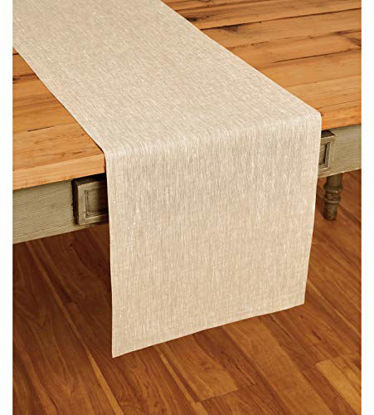 Picture of Solino Home 100% Pure Linen Table Runner - 14 x 90 Inch Athena, Handcrafted from European Flax, Natural Fabric Runner - Chambray Beige