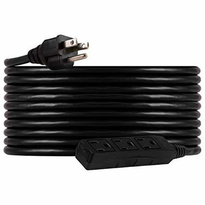 Picture of UltraPro, Black, GE 25 ft Extension, 3 Outlet, Indoor/Outdoor, Grounded, Double Insulated Cord, UL Listed, 36825, 25 ft, 25 Ft