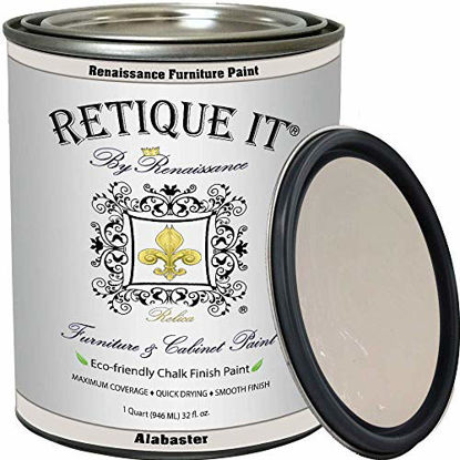 Picture of Retique It Chalk Furniture Paint by Renaissance DIY, 32 oz (Quart), 11 Alabaster, 32 Ounces