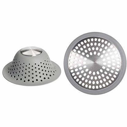 Picture of OXO Good Grips Silicone Drain Protector for Pop-Up & Regular Drains,Grey,One Size & Good Grips Bathtub Drain Protector