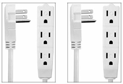 Picture of BindMaster 30 Feet Extension Cord / Wire, 3 Prong Grounded, 3 outlets, Angled Flat Plug , White (2Pack)