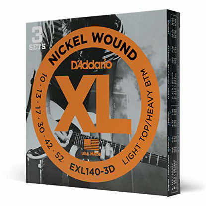 Picture of DAddario Nickel Wound Electric Guitar Strings, 3-Pack, Lt. Top/Hvy. Bottom, 10-52