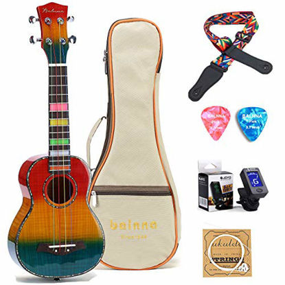 Picture of Balnna Soprano Ukulele Maple 21 inch Traditional High-gloss Rainbow Learn to Play,Color String with Soft Case Gig Bag