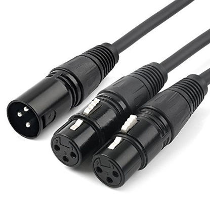 Picture of TISINO XLR Y-Splitter Cable, Dual Female XLR to Male XLR Mic Combiner Y Cord Balanced Microphone Adaptor Patch Cable (3 Pin 2 Female to 1 Male)- 1.5 Feet