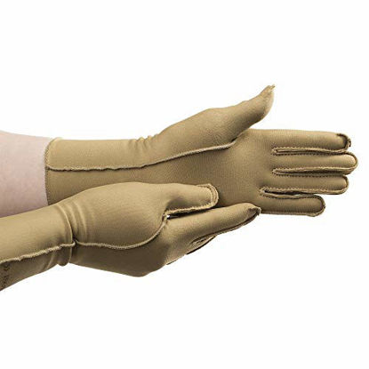 Picture of isotoner 21393 Therapeutic Gloves, Left, Full Finger, Medium, Camel